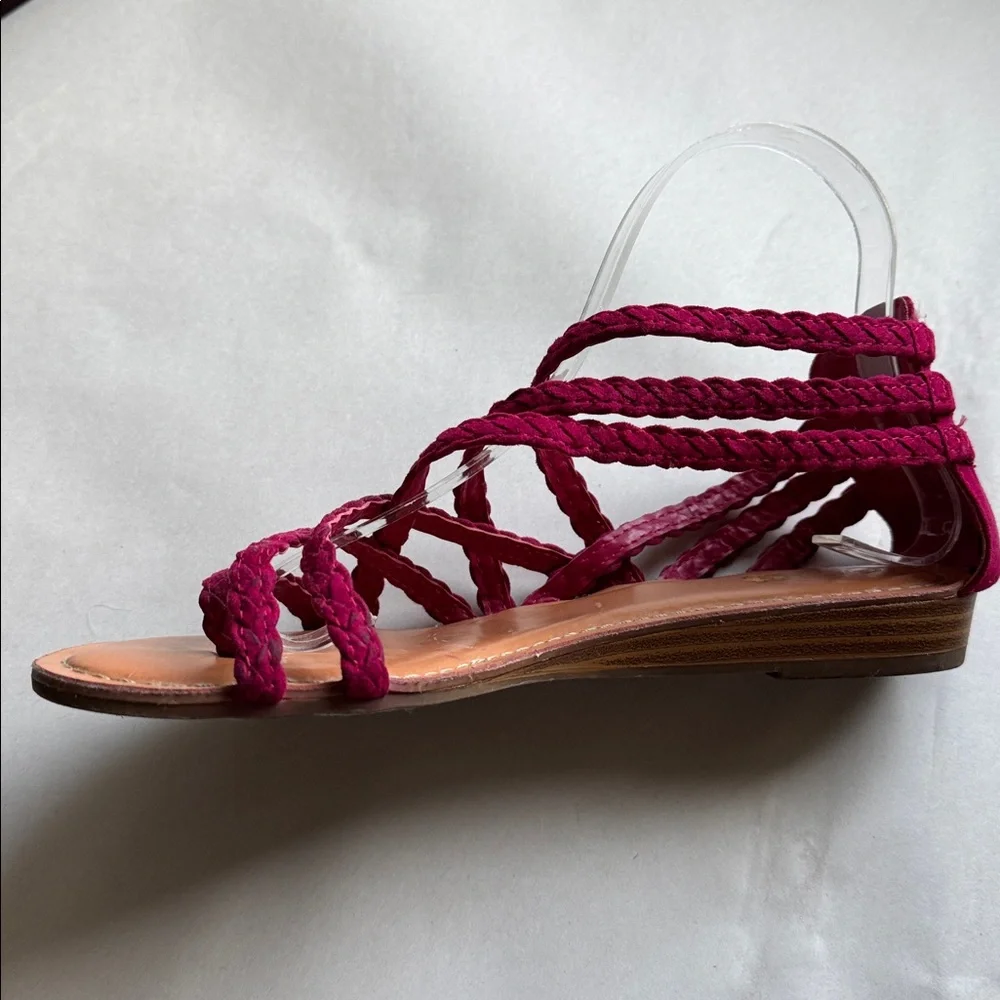 Carlos Santana Braided Leather Strappy Sandal Womens 8 magenta pink Festival - Picture 3 of 7